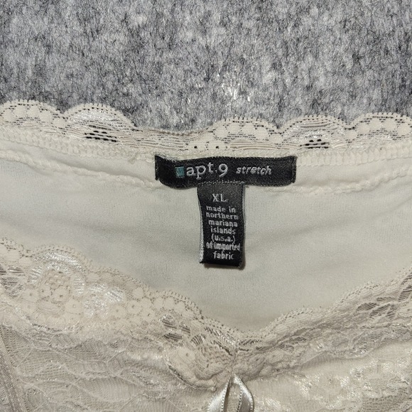 Apt 9 Ivory Lace Trim Cami Tank Top XL Stretch Y2K Romantic Coquette Soft Girl - Picture 3 of 12